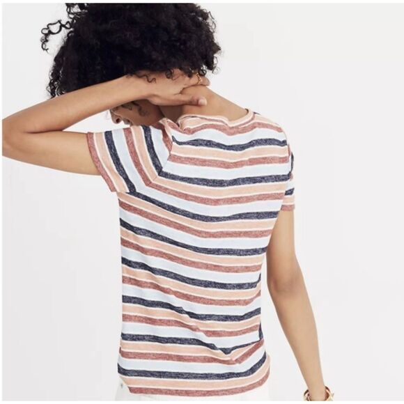 MADEWELL Alto Scoop Tee in Colborne Stripe, Sz L - Picture 3 of 8